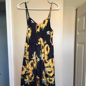 Sunflower Navy Midi Dress with Pockets